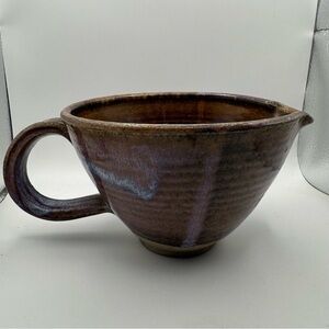 Pottery Bowl w/Handle and Pouring Spout PurpleBlue Glaze Art Ceramic Handmade
